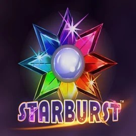 Starburst logo – Slots by NetEnt at Qbet Casino